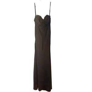 Hello Molly Black Maxi Sating Slip Dress Small Lace Trim Goth Whismygoth